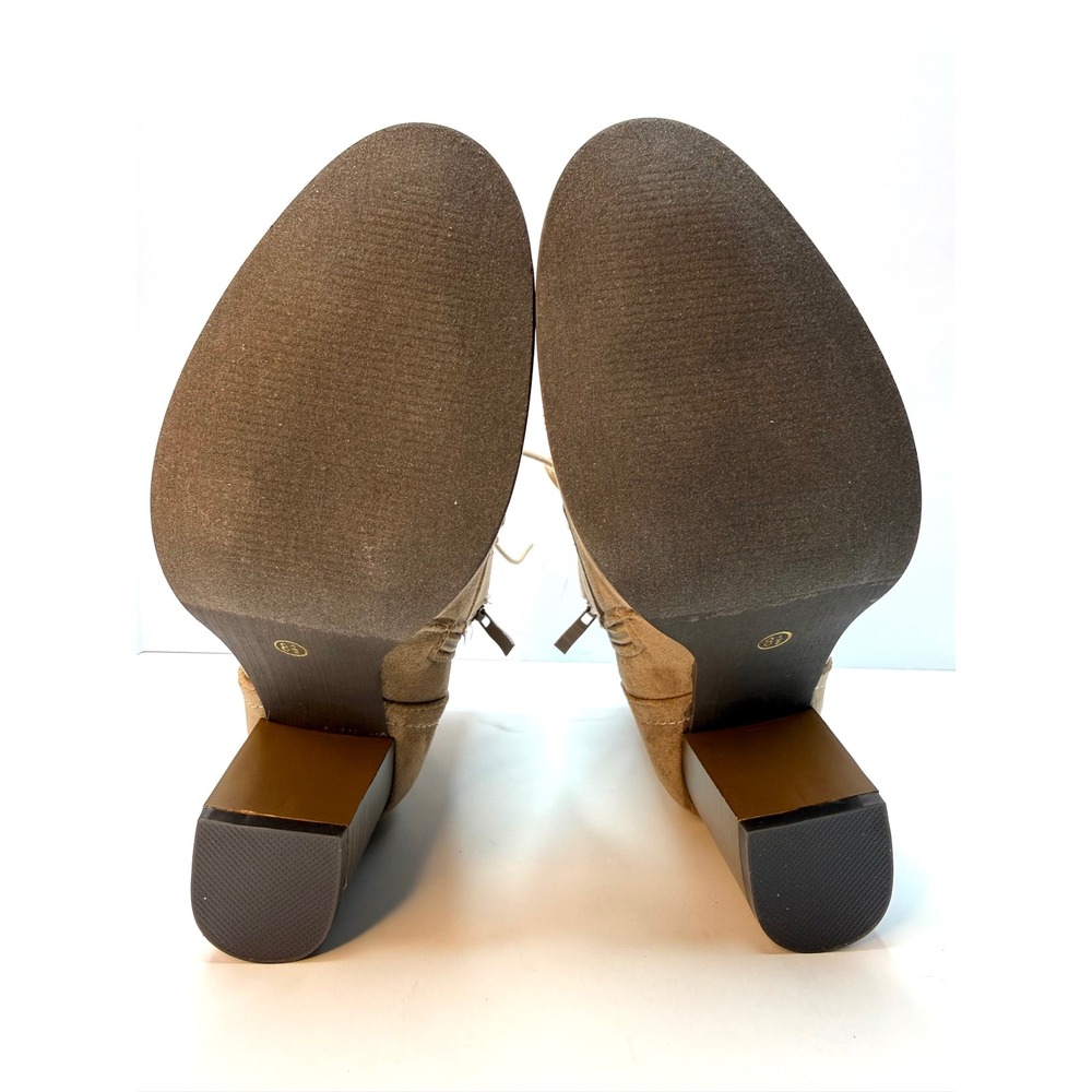 Journee Collection Womens Baylor Lace Up Stacked Heel Booties Taupe Size 8.5 NWT - Picture 6 of 6